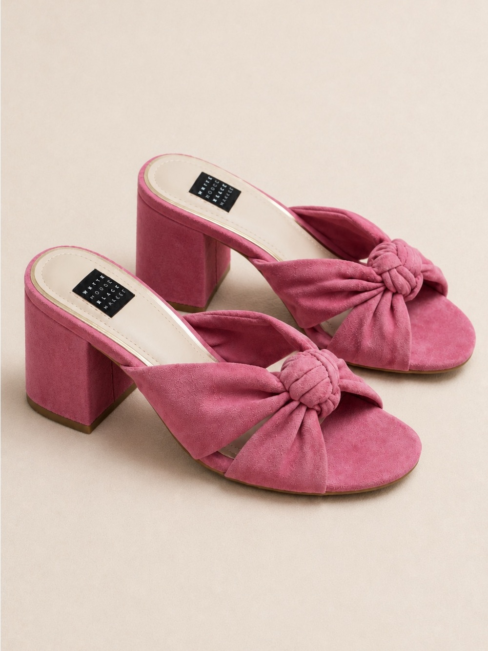 WHBM-Pink Knotted Suede Block Heels
NWOT